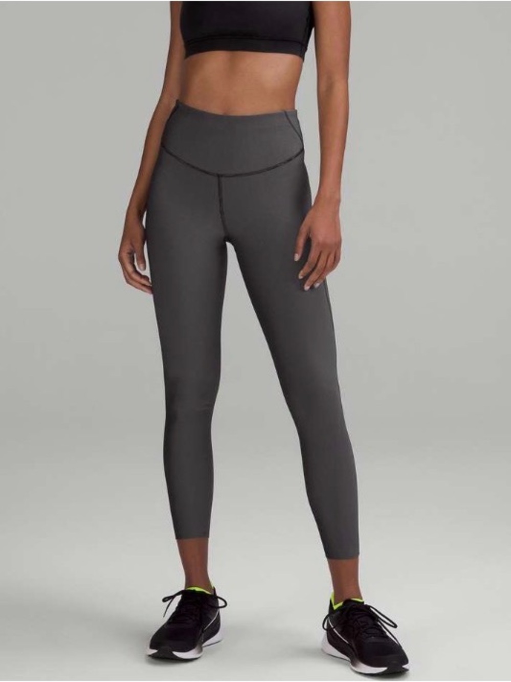 Lululemon Base Pace High-Rise Tight 25" Ribbed in Black / Gull Grey - 4